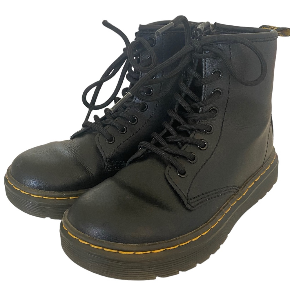 DR. MARTENS Kids Black Zavala Junior Lace Up Boots  Size: 13